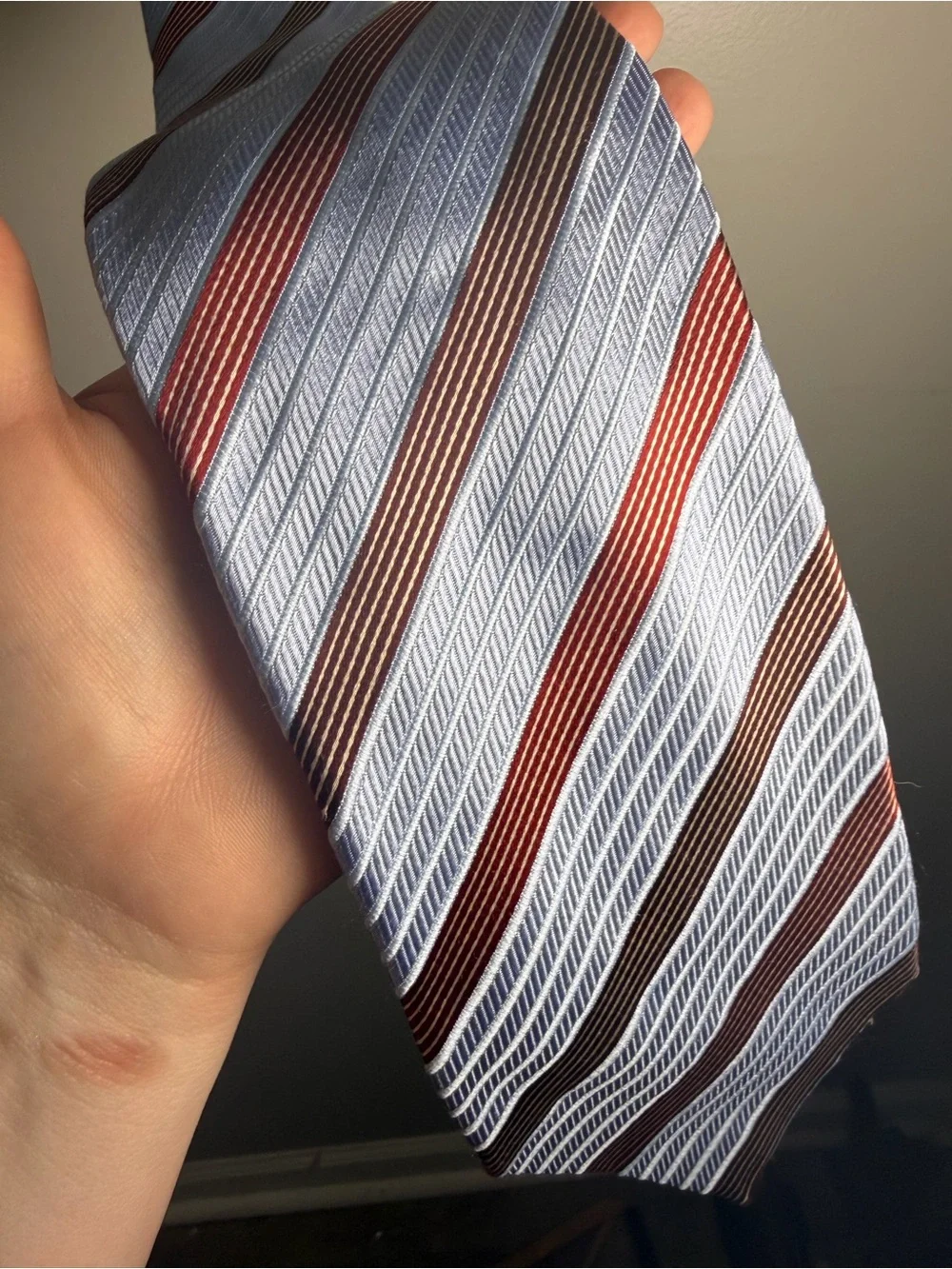 Ermenegildo Zegna Luxury Silk Cotton Striped Tie 3.5